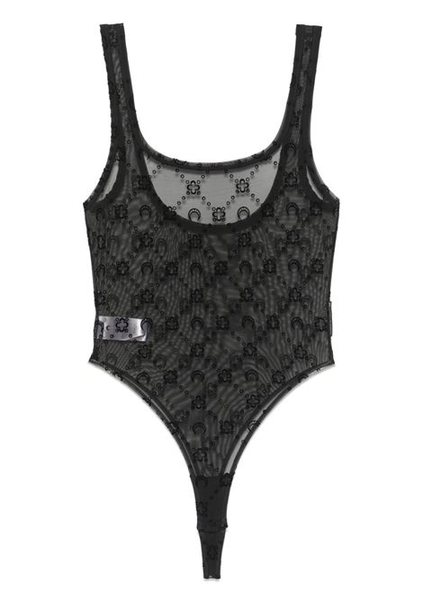 moonogram mesh flock squareneck body woman black MARINE SERRE | WUW061ACJER0005BK99